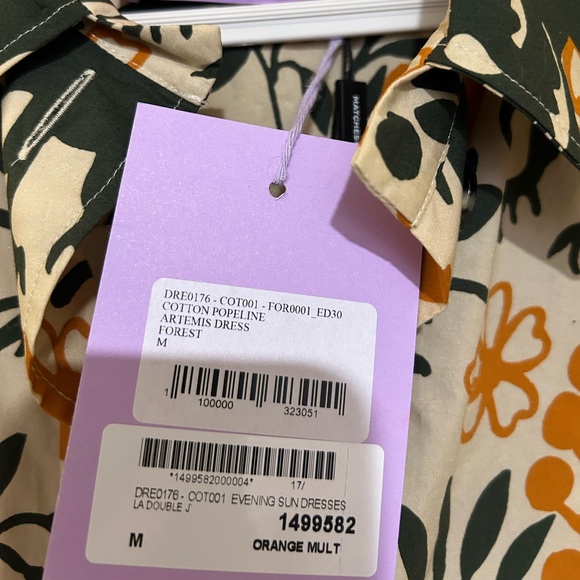 NWT LA DoubleJ Artemis Dress in Forest Orange, green, tan, sleeve maxi - Picture 4 of 6